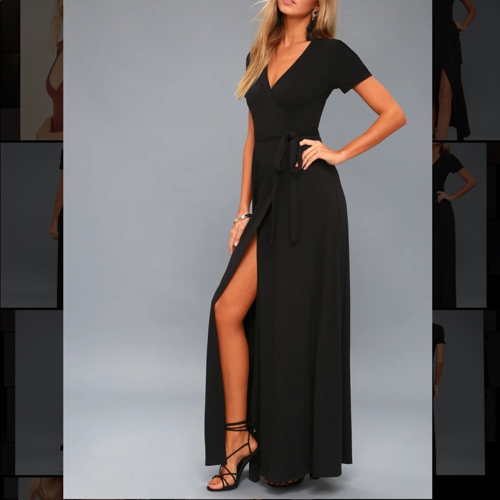 Lulus Black Maxi Wrap Dress